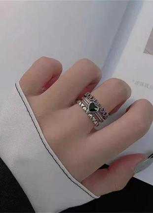 Широкое кольцо серебро 925 сердечки, каблучка срібло кільце3 фото