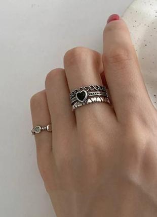 Широкое кольцо серебро 925 сердечки, каблучка срібло кільце10 фото