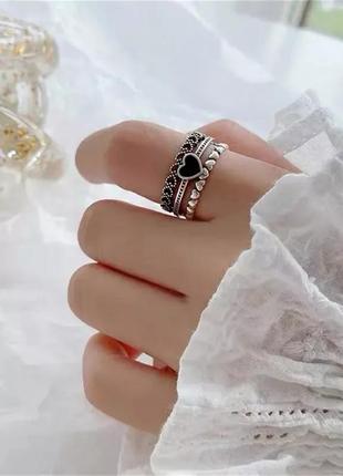 Широкое кольцо серебро 925 сердечки, каблучка срібло кільце5 фото
