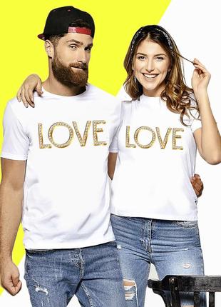 Парные футболки с принтом " love в золоте" push it1 фото