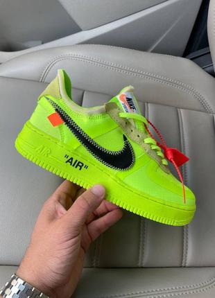 Женские кроссовки nike air force 1 low swoosh off-white neon 36-37