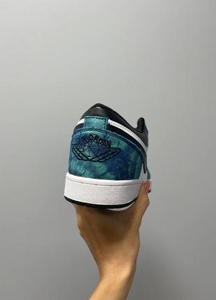 Нереальные мужские кроссовки nike air jordan 1 retro mid low tie dye синие с бирюзовым тай дай5 фото