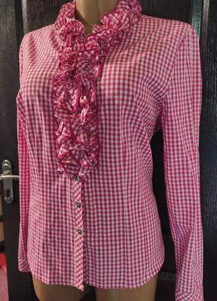 Немецкая рубашка в стиле кантри в розовую клеточку. 48-50р.