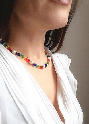 Комплект натуральні перли намисто браслет сережки набір2 фото