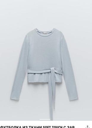 Футболка,кофта з рукавами з тканини soft touchс зав'язками zara розмір s,m,l,xl5 фото