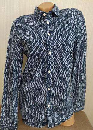 Якісна бавовняна сорочка блузка блуза h&m синього кольору квітковий принт3 фото