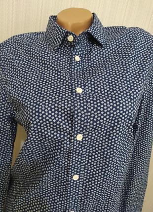 Якісна бавовняна сорочка блузка блуза h&m синього кольору квітковий принт1 фото
