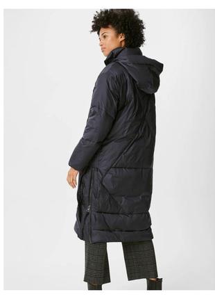 Тепле стеганное пальто з капюшоном із злегка блискучого нейлону, с&а, оверсайз, р. 50-523 фото