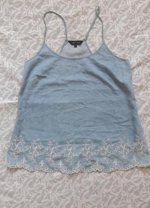 Катоновая майка з набивним мереживом5 фото