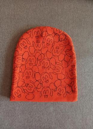 Шапка трикотажна подвійна з принтом мауси