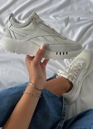 Шкіряні жіночі кросівки reebok classic leather legacy white olahraga
