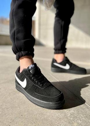 Зимние мужские кроссовки nike air force 1 black fur (мех)40-41-42-43-44-455 фото