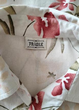 Fragile. льняная блуза в цветочный принт. р-р м.6 фото