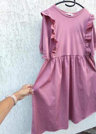 Primark чудесное коттоновое платье миди с пышным рукавом3 фото