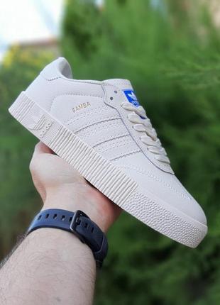 Жіночі літні кросівки adidas samba бежеві модні літні кросівки адідас самба