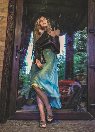 Шелковая дизайнерская кружевная юбка с люрексом шёлк кружево миди вечерняя шлейф драпировка talbot runhof нарядная для фотосессии5 фото