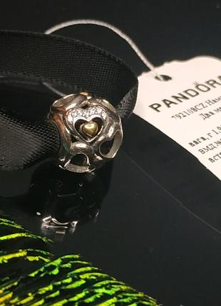 Шарм пандора срібло 925 проба g 585 цирконій золото ale пломба бирка серце кулька вінтаж мереживний любов