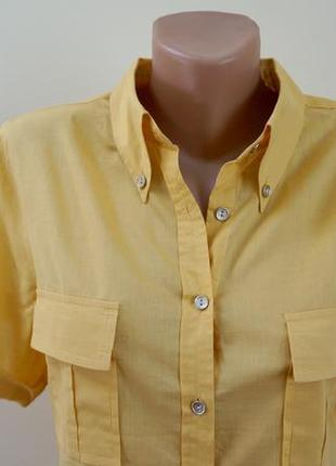 Сорочка бавовняна жовта з коротким рукавом/ рубашка хлопковая желтая с коротким рукавом3 фото