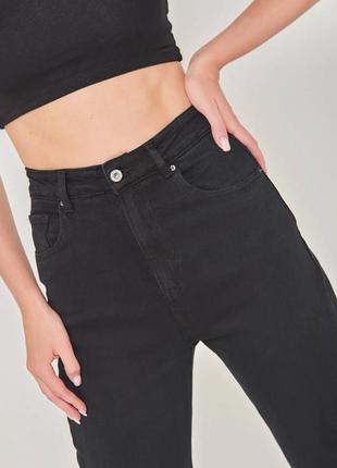 Черные базовые джинсы mom, джинсы с высокой талией2 фото