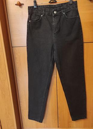 Черные базовые джинсы mom, джинсы с высокой талией4 фото