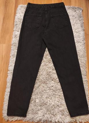 Черные базовые джинсы mom, джинсы с высокой талией6 фото