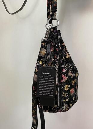 Шкіряна сумка з лазерним напиленням у квітковий принт3 фото
