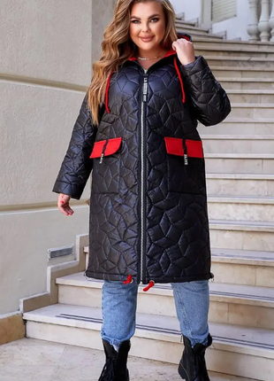 Женская куртка весна-осень плащевая батал 52-54 56-58 60-62 64-66 2plgu1424-1345ве