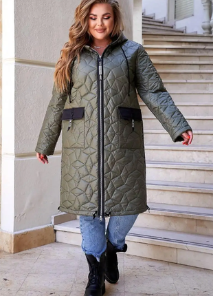 Женская куртка весна-осень плащевая батал 52-54 56-58 60-62 64-66 2plgu1424-1345ве