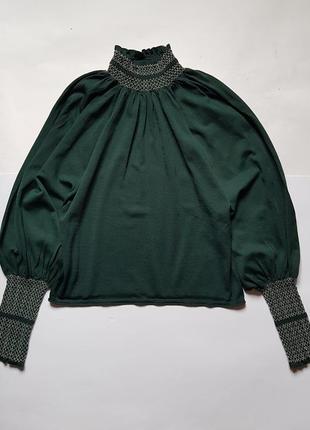 Стильный женский свитер zara, свитер с обьемными рукавами, зеленый джемпер zara6 фото