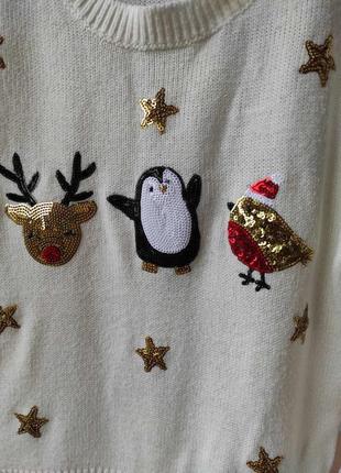 Свитер новогодний. свитер с оленями. белый свитер для девочки. новогодний свитер.2 фото