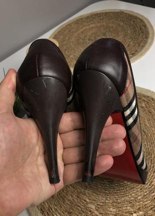 Качественные оригинальные кожаные туфли burberry фулл клетка7 фото