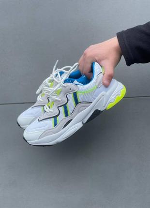 Отличные мужские кроссовки adidas ozweego white yellow blue ukraine белые с жёлто-синим2 фото