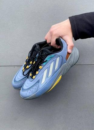 Крутые мужские кроссовки adidas ozelia blue серо-голубые