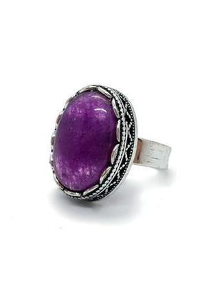 💜💍 кольцо натуральный камень аметист овал мини