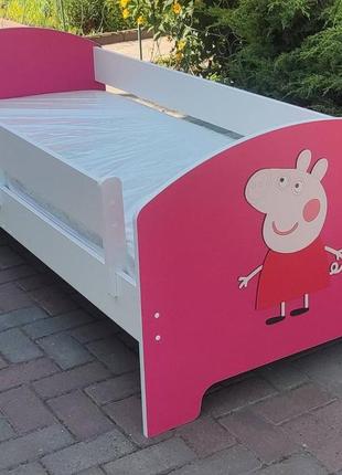 Детская кровать пепа белый+розовый дсп  и мдф 18 мм