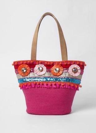 Летняя пляжная плетенная сумка1 фото