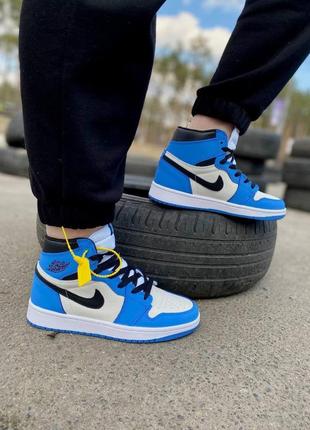 Кросівки жіночі nike air jordan 1 retro high blue white black 2 / женские кроссовки найк аир джордан