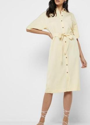 Стильна сукня плаття сорочка лимонного кольору від бренду mango