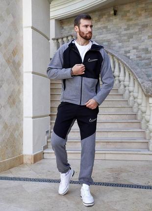 Зручний спортивний костюм комплект nike Blue найк олімпійка з капюшоном толстовка і штани на мажетах