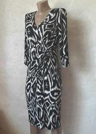 Нове сукні-міді на 95 % віскоза в чорно-білий яскравий орнамент, рукава 3/4, розмір м-л4 фото