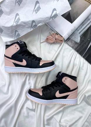 Жіночі кросівки nike air jordan 1 retro mid patent pink toe / женские кроссовки найк аир джордан9 фото