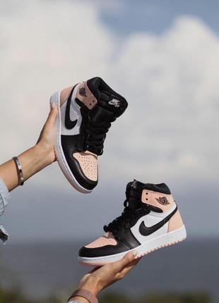 Жіночі кросівки nike air jordan 1 retro high patent pink toe 2/ женские кроссовки найк аир джордан