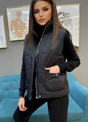Жилетка демі жіноча на синтепоні 200 42-44 46-48 3цвета av6-553ѕве
