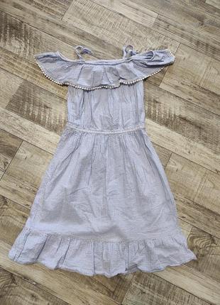 Сукня в смужку на бретелях плаття з воланами платье в полоску2 фото