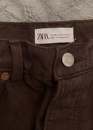 Коричневые широкие джинсы zara штаны прямые wide leg3 фото