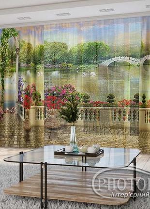 3d - фото шторы и тюль "терраса к озеру" - любой размер. читаем описание!