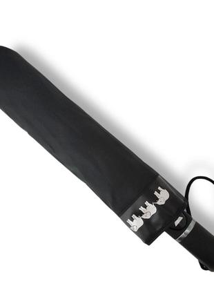 Черный зонтик "три слона" полуавтомат на 9 спиц с прямой ручкой под пальцы2 фото