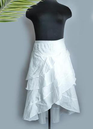 Хлопковая юбка ассиметрического кроя с воланами fornarina