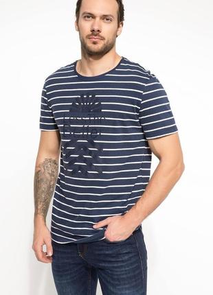 Мужская футболка синяя de facto / де факто в белую полоску less the better