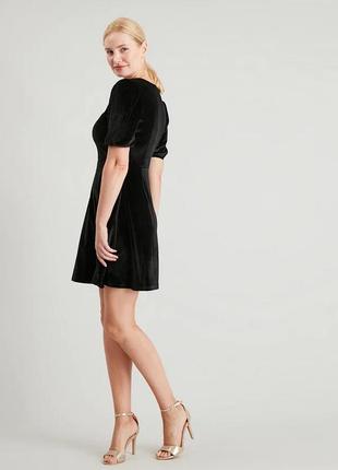 Оксамитове плаття з об'ємними рукавами / чорна оксамитна сукня tu7 фото